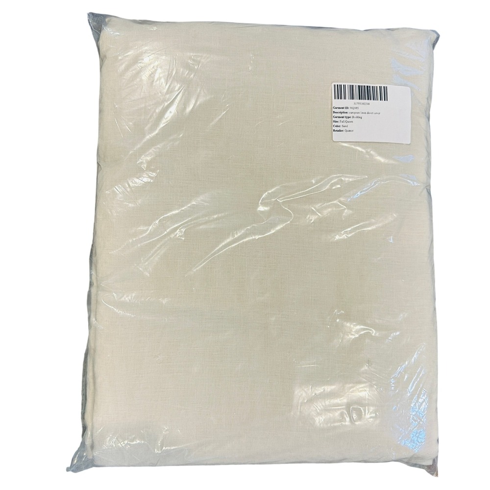 Quince European Linen Duvet Cover in Sand Full / Queen - New - Picture 4 of 5